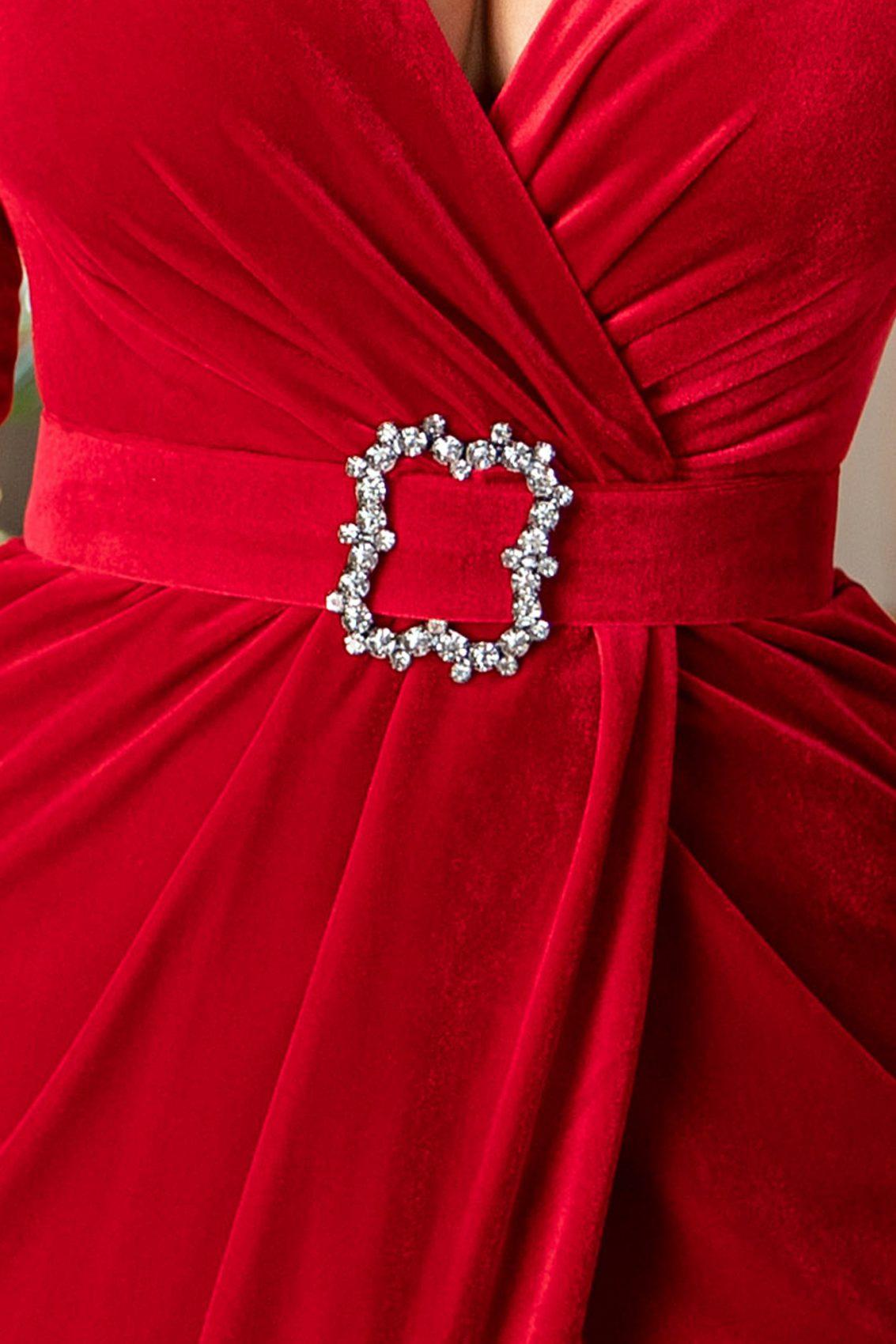 Κόκκινο Αμπιγιέ Φόρεμα Από Βελούδο Veronique T1045 4