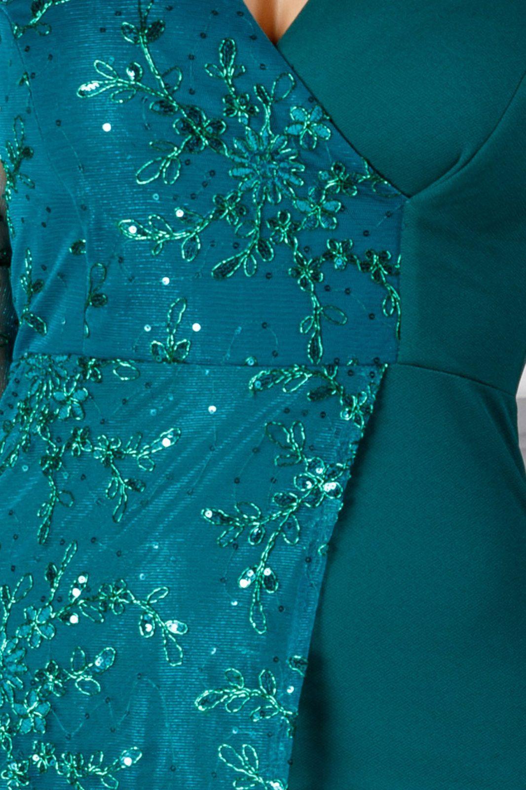 Πράσινο Μίντι Βραδινό Κρουαζέ Φόρεμα Με Δαντέλα Verona 8195 4