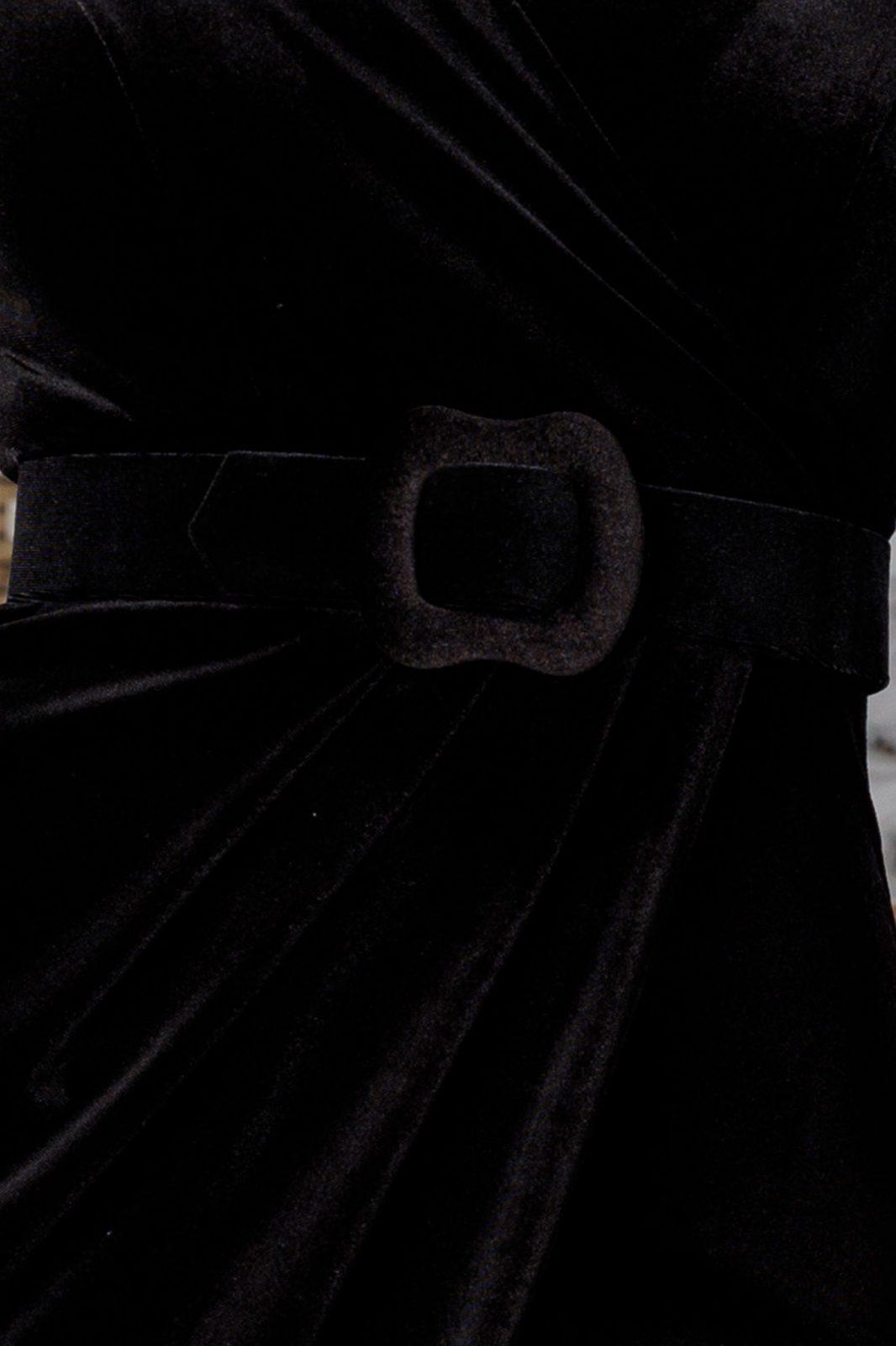 Μαύρο Μίντι Κρουαζέ Φόρεμα Από Βελούδο Amanda T4979 4