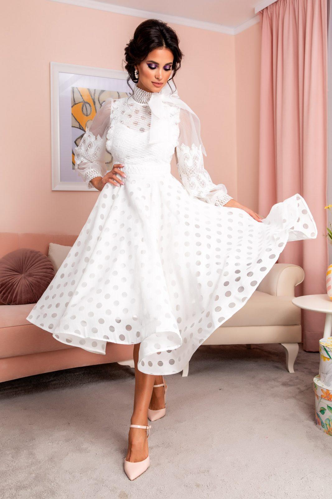 Λευκό Βραδινό Φόρεμα Με Δαντέλα Radiant 8201 1