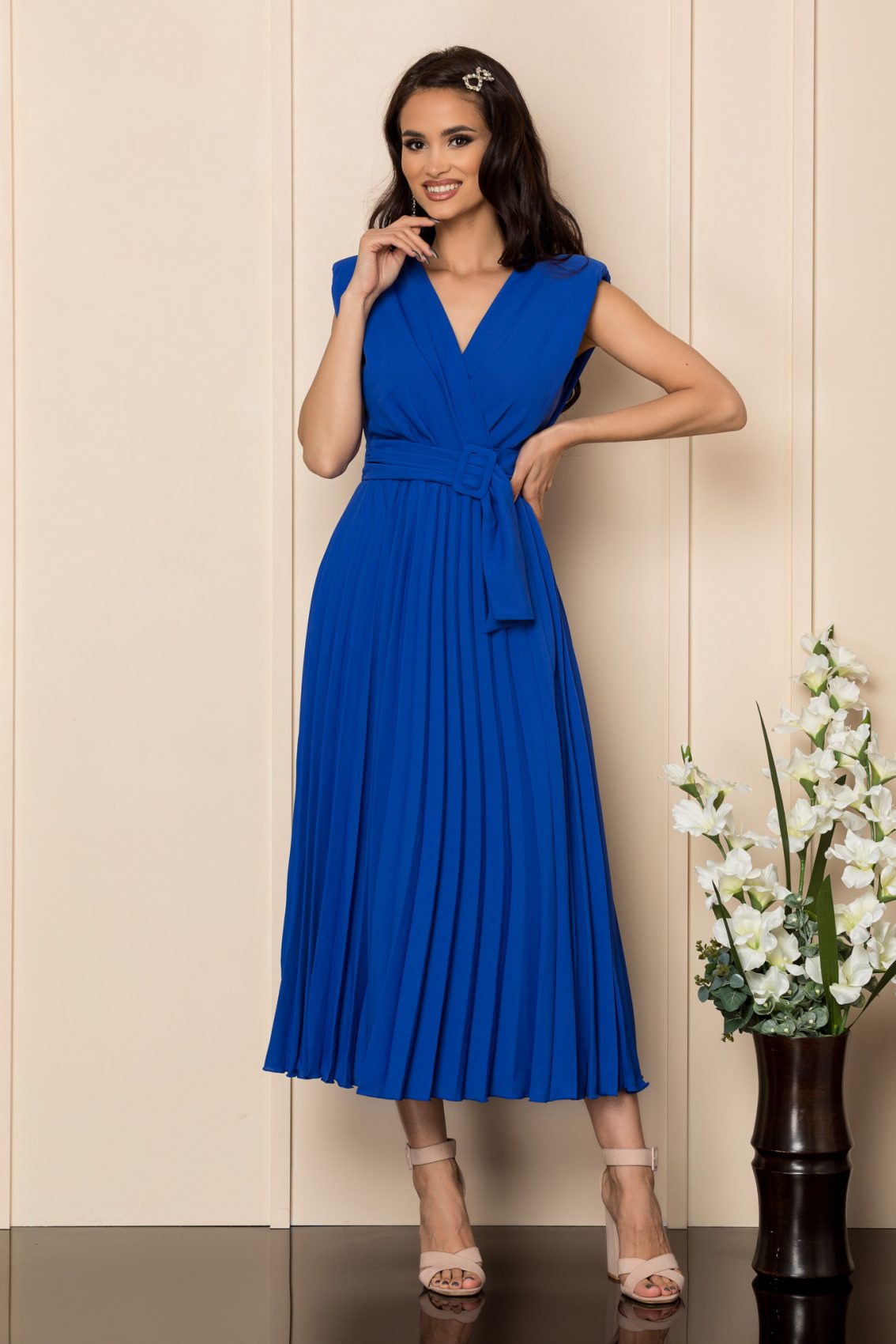 Μπλε Ρουά Φόρεμα Με Βάτες Carmen A404 1