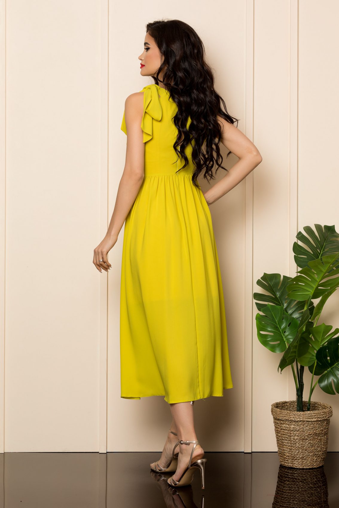 Κίτρινο Μίντι Φόρεμα Brynna A445 2