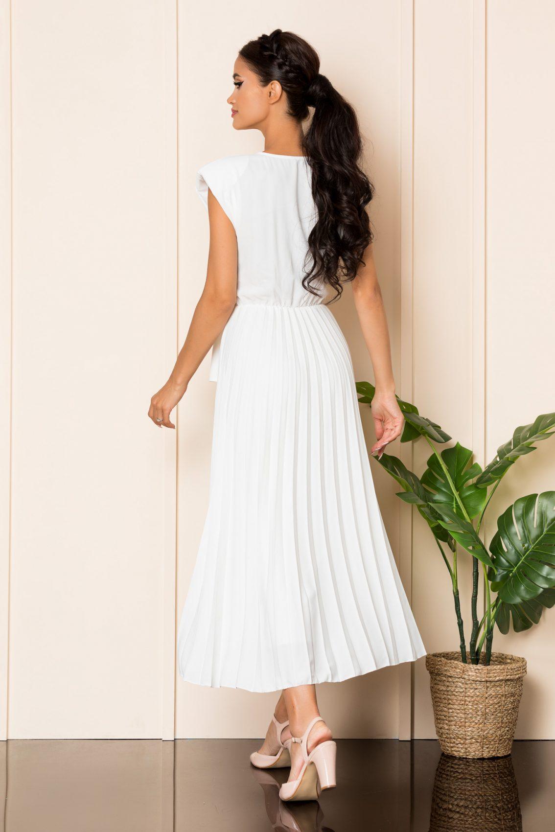 Λευκό Μίντι Κρουαζέ Φόρεμα Carmen A864 2