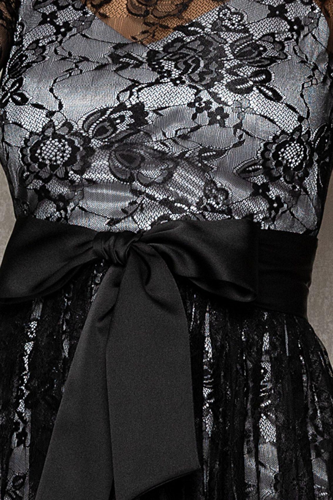 Μαύρο Μίντι Αμπιγιέ Φόρεμα Από Δαντέλα Daryna T496 3