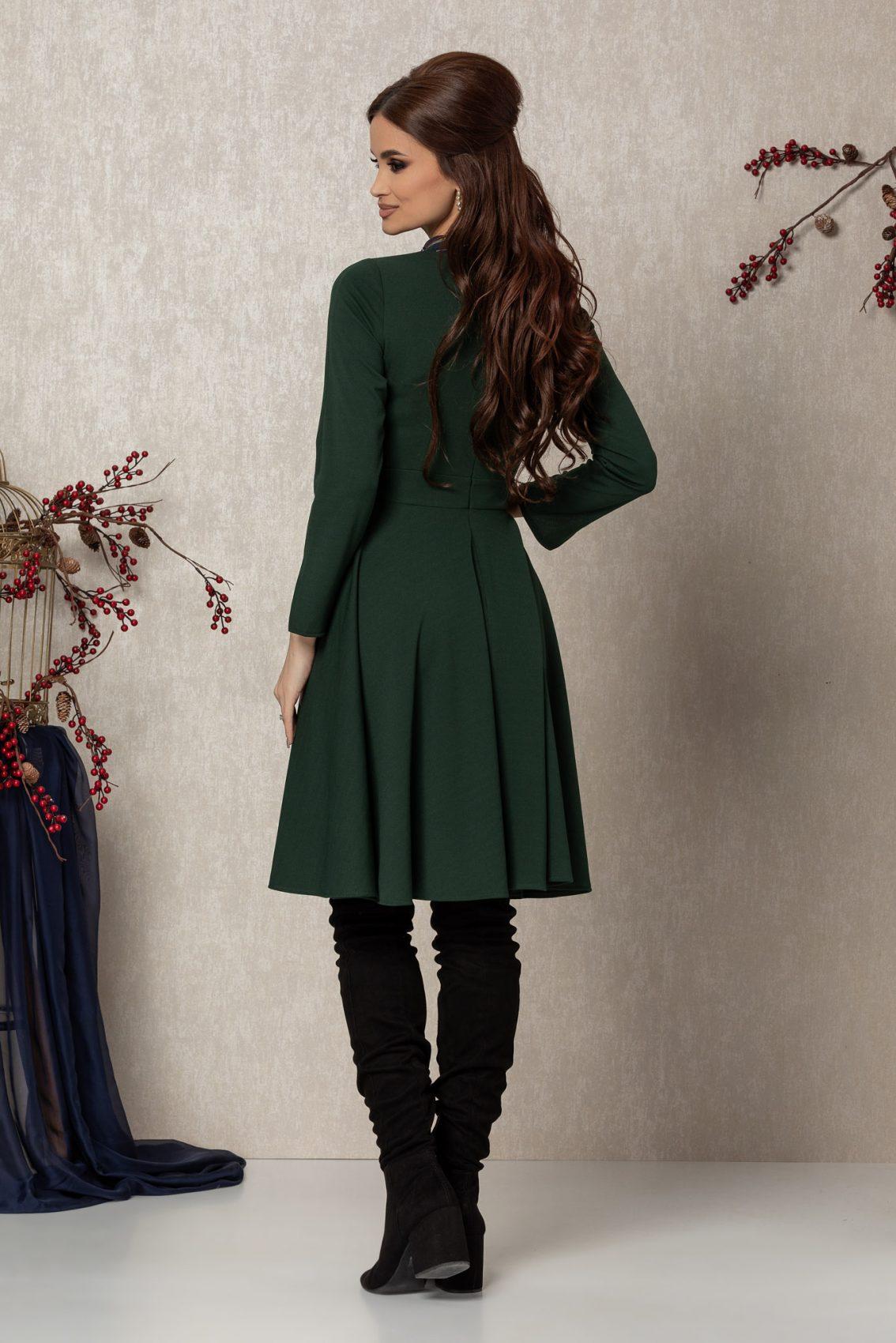 Πράσινο Μίντι Κλος Φόρεμα Με Φιόγκο Chique T788 2