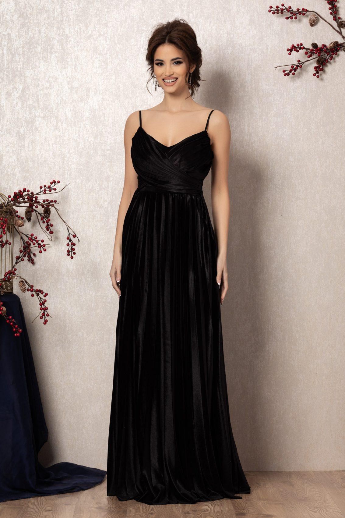 Μαύρο Μάξι Αμπιγιέ Φόρεμα Από Βελούδο Anastasia T972 1
