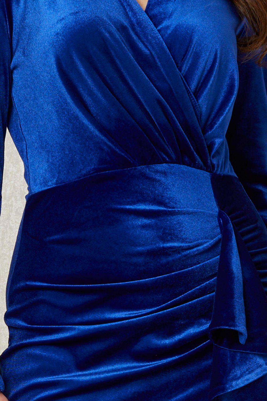 Μπλε Ρουά Μίνι Βραδινό Φόρεμα Από Βελούδο Lorna T1217 3