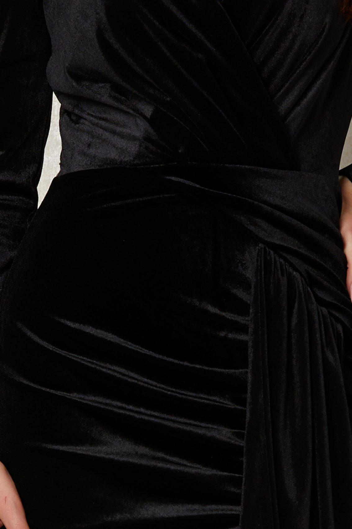 Μαύρο Μίνι Βραδινό Φόρεμα Από Βελούδο Henley T1176 3