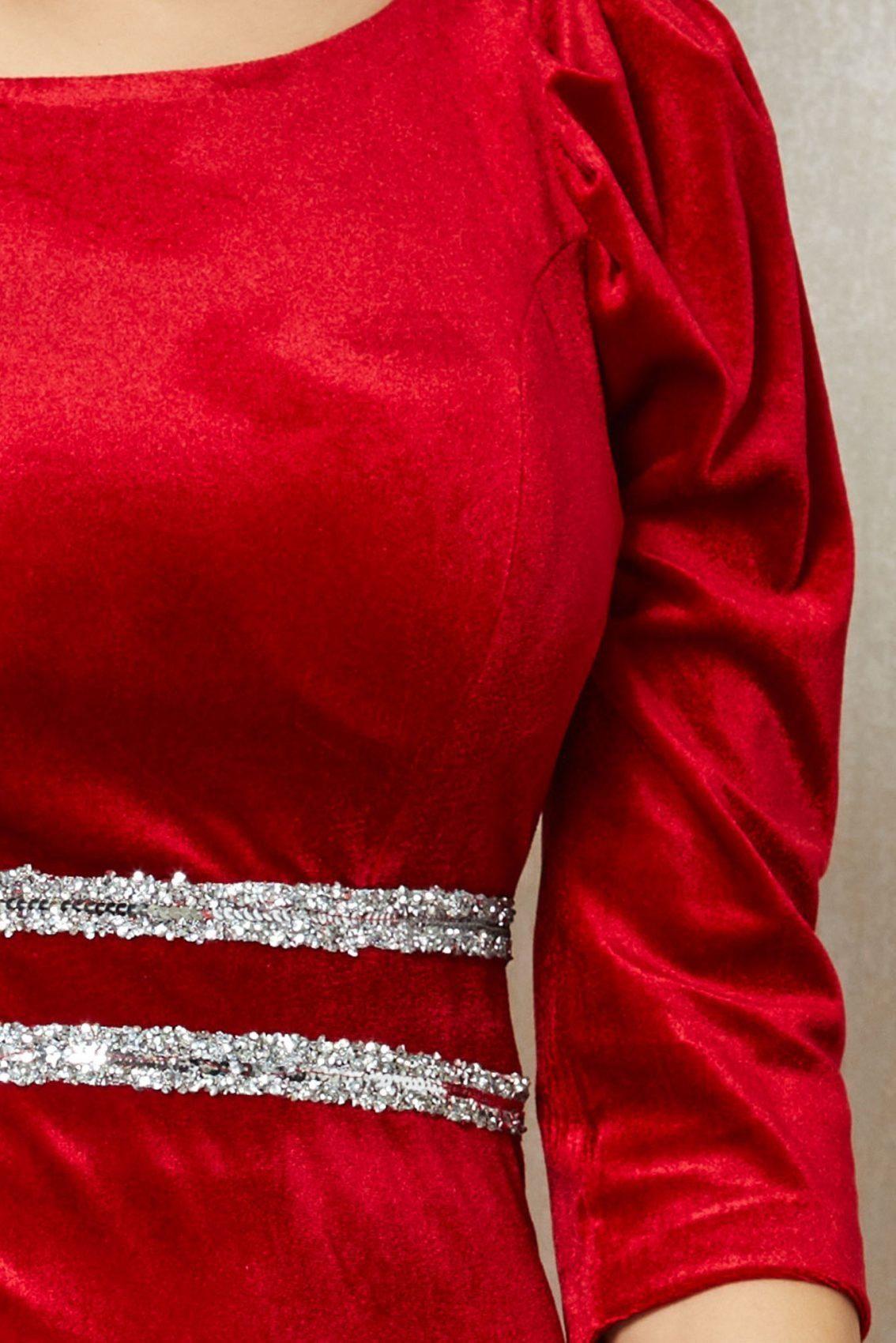 Κόκκινο Βραδινό Φόρεμα Από Βελούδο Coquette T1316 3