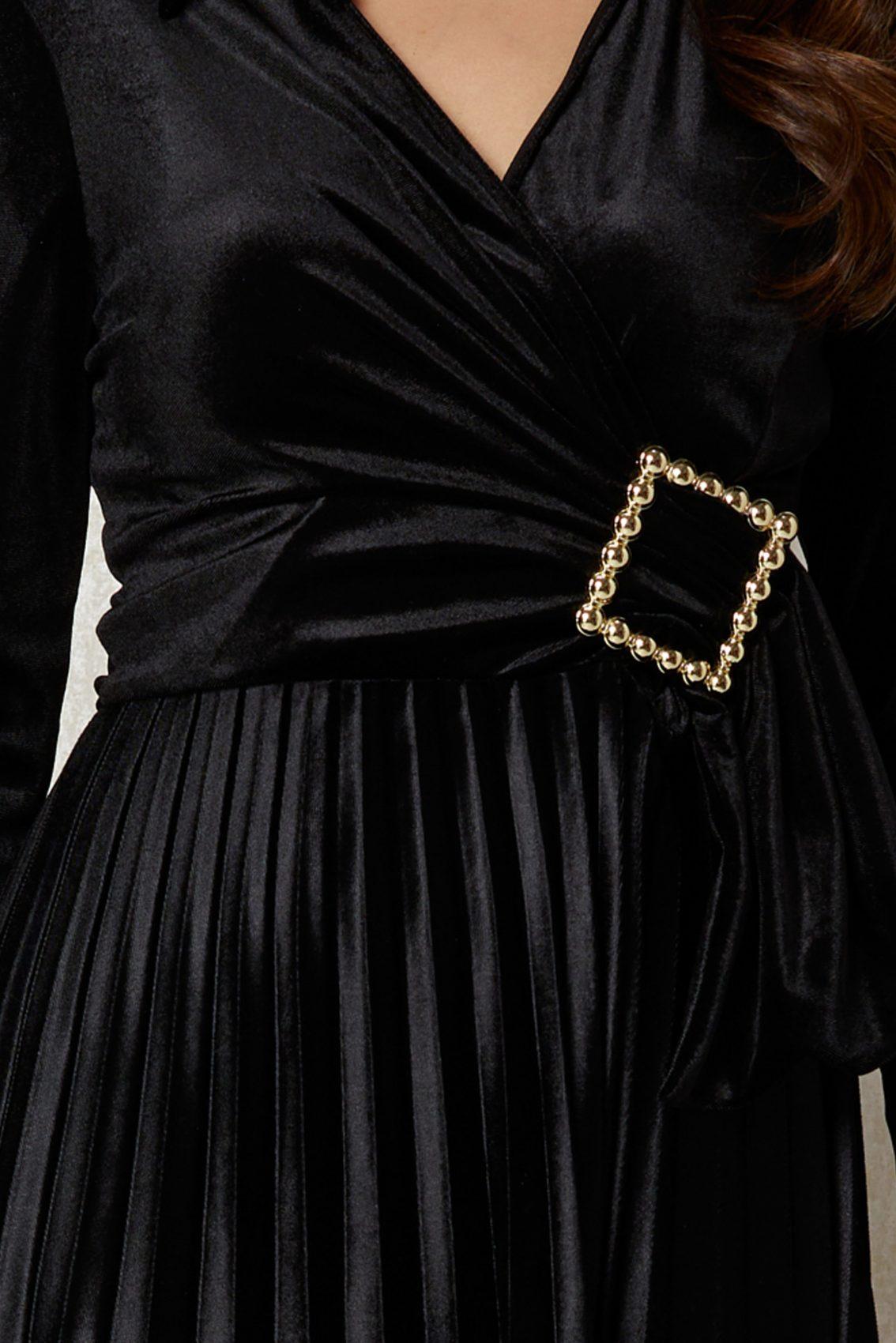 Μαύρο Πλισέ Φόρεμα Hilda T1201 3