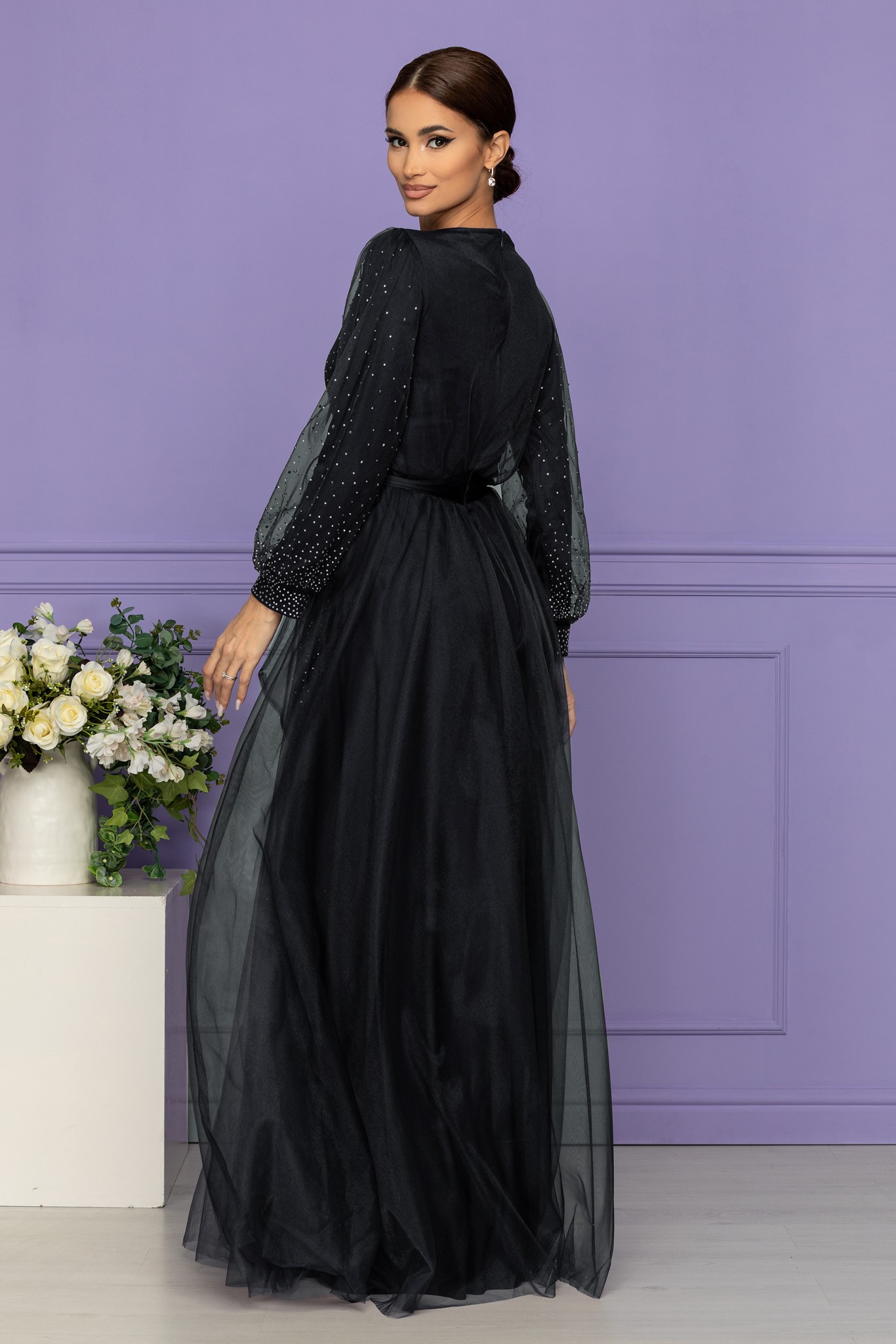 Μαύρο Μάξι Βραδινό Φόρεμα Constanza T1411 2