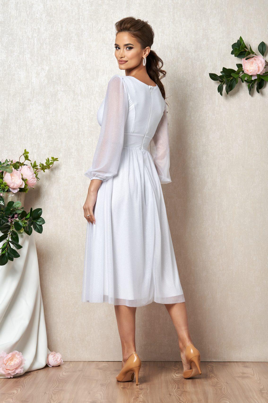 Λευκό Νυφικό Μίντι Αμπιγιέ Φόρεμα Wilma T1885 2
