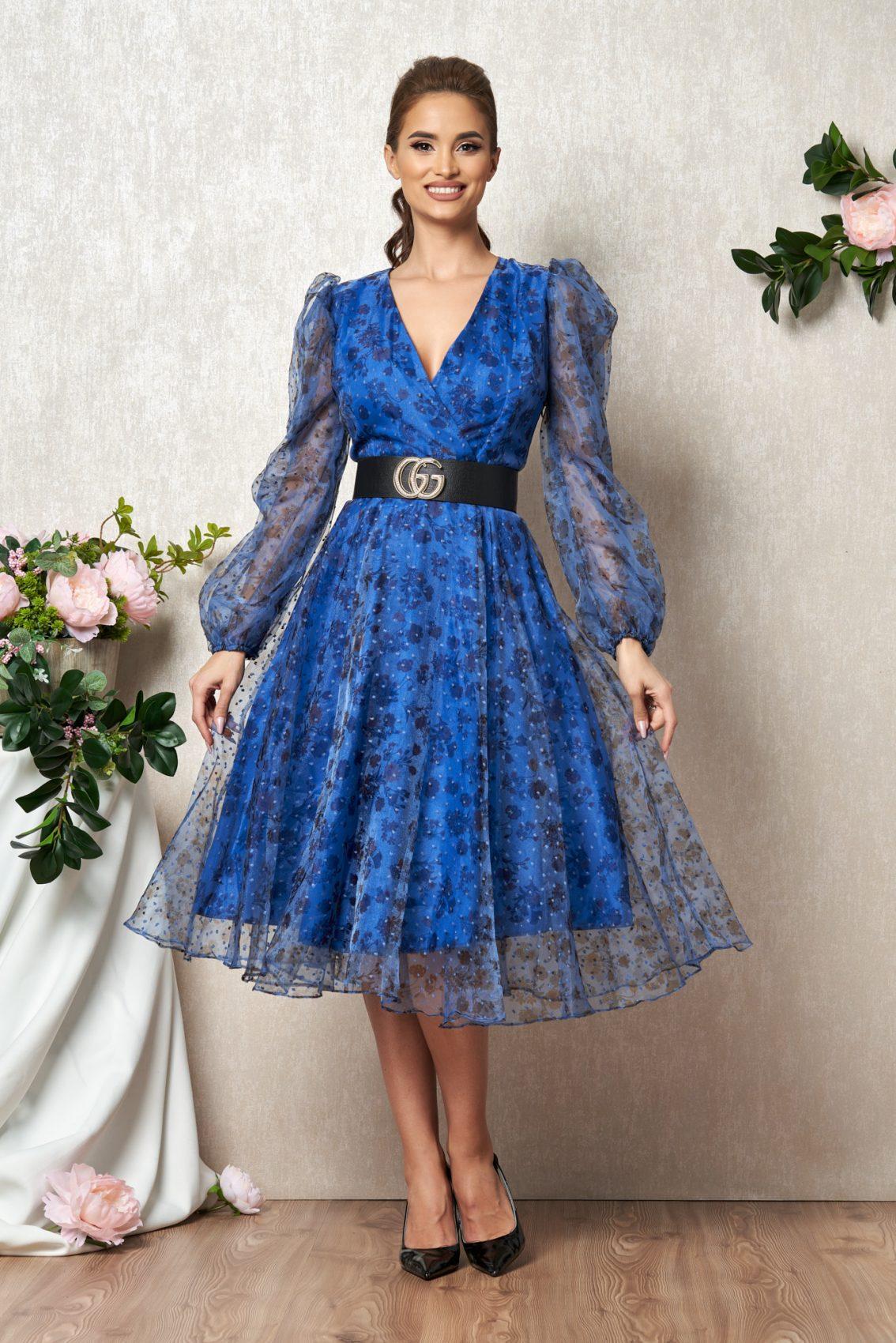 Μπλε Μίντι Αμπιγιέ Κρουαζέ Φόρεμα Lindsay T1972 1