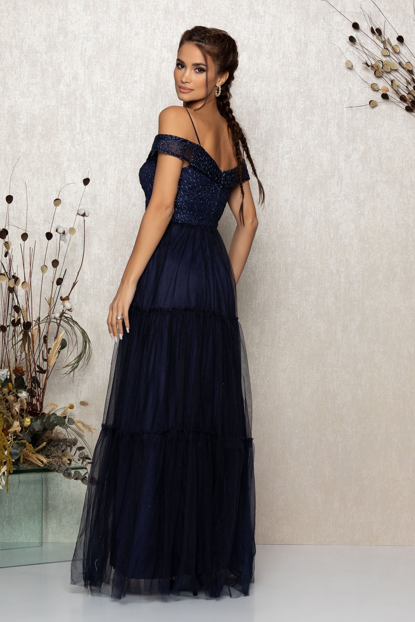 Μπλε Μάξι Αμπιγιέ Φόρεμα Tenderness T2128 2