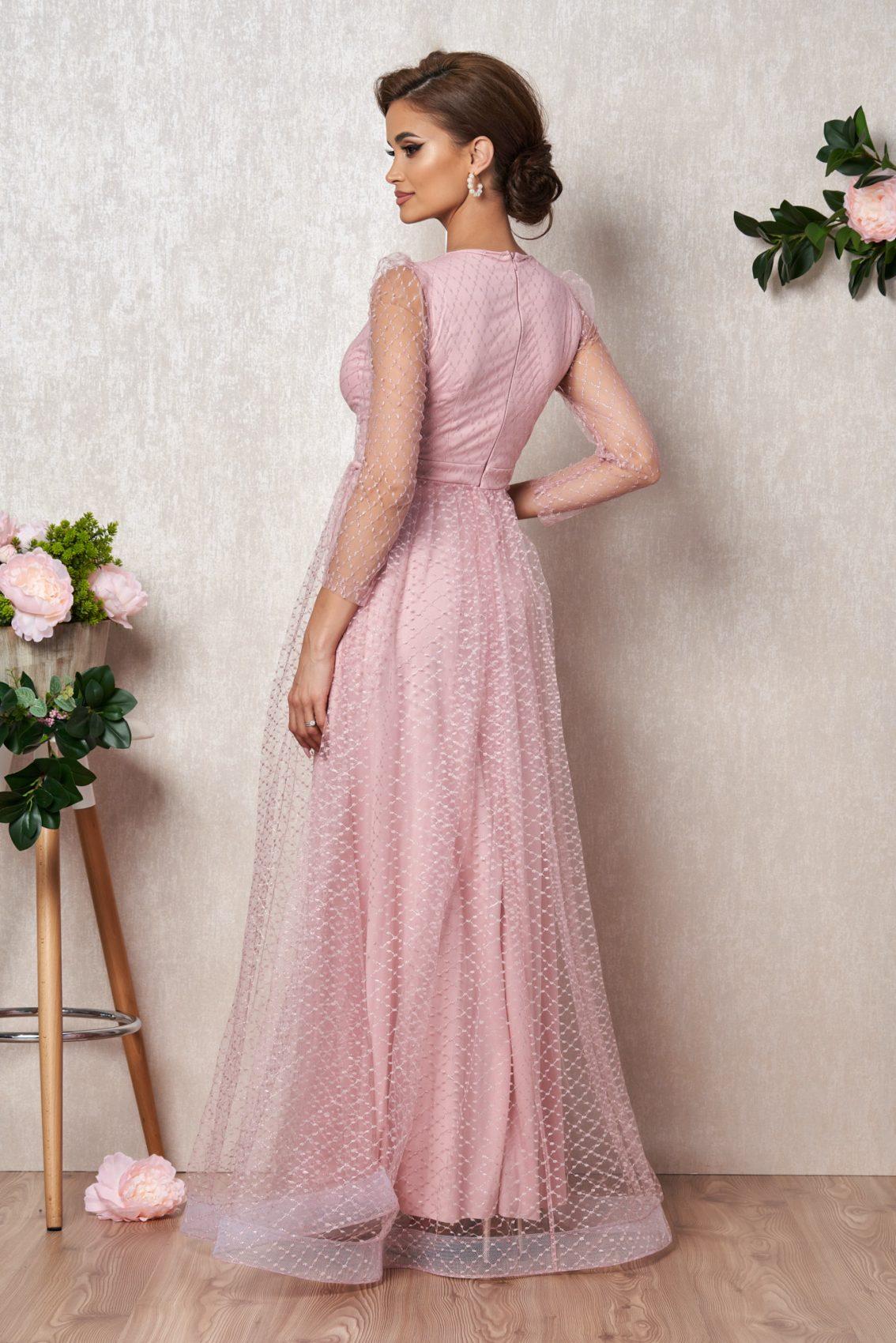Ροζ Μάξι Αμπιγιέ Φόρεμα Miracle T2165 2