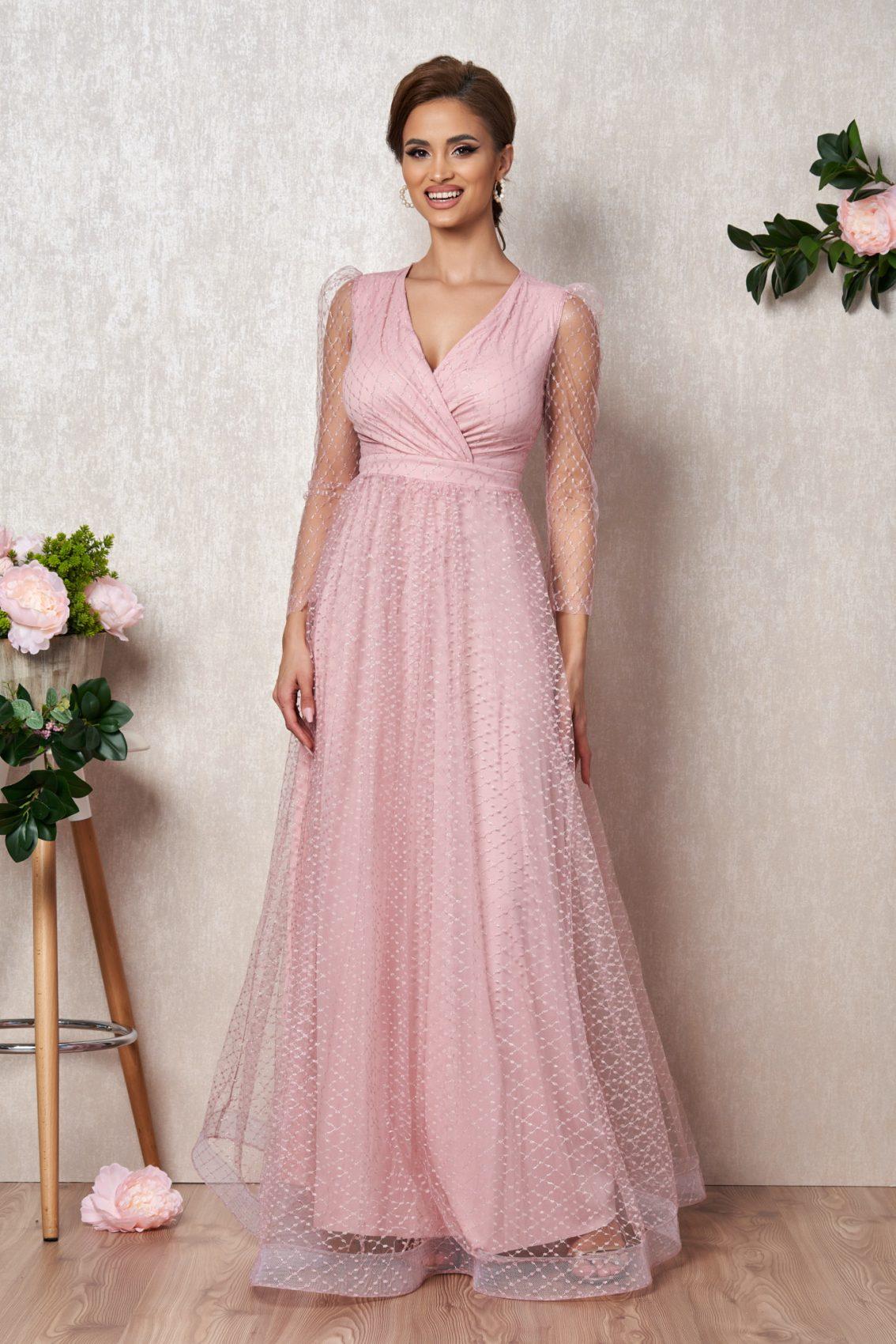 Ροζ Μάξι Αμπιγιέ Φόρεμα Miracle T2165 1