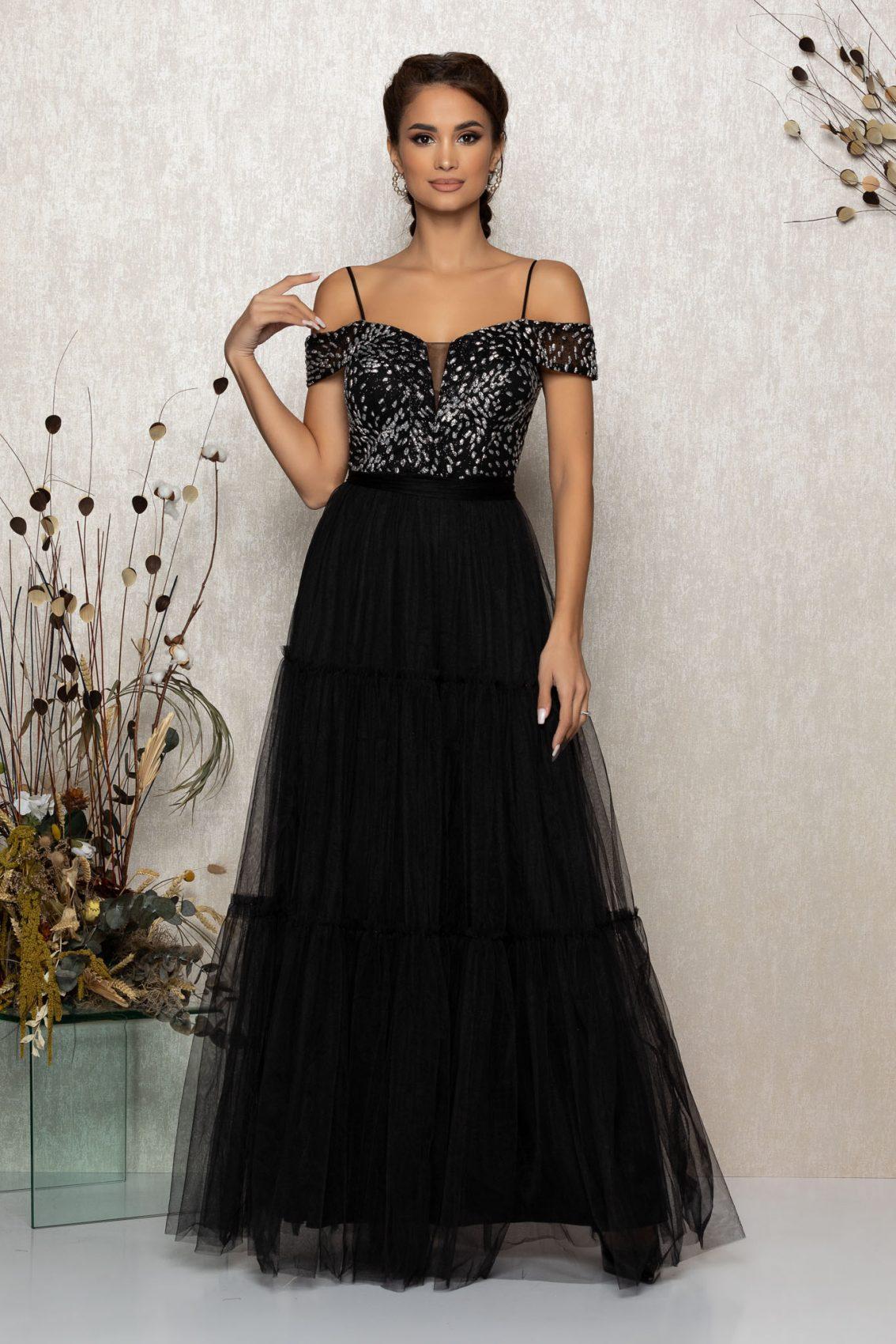 Μαύρο Μάξι Αμπιγιέ Φόρεμα Tenderness T2131 1