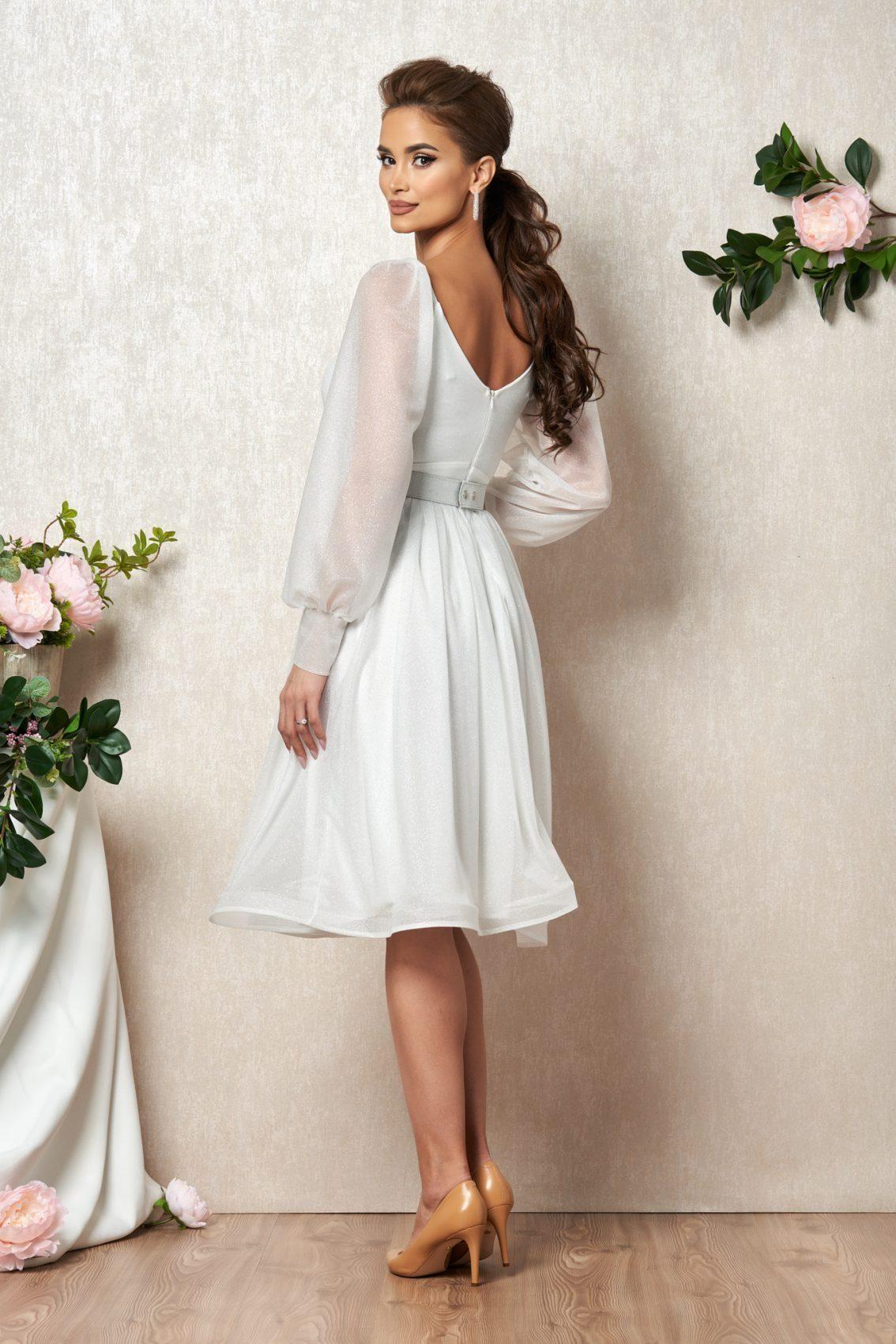 Λευκό Νυφικό Μίντι Αμπιγιέ Φόρεμα Lucy T1895 2