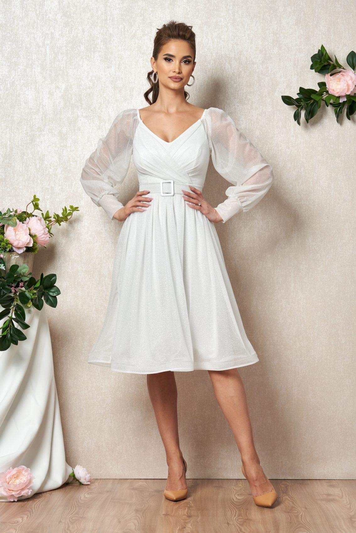 Λευκό Νυφικό Μίντι Αμπιγιέ Φόρεμα Lucy T1895 1