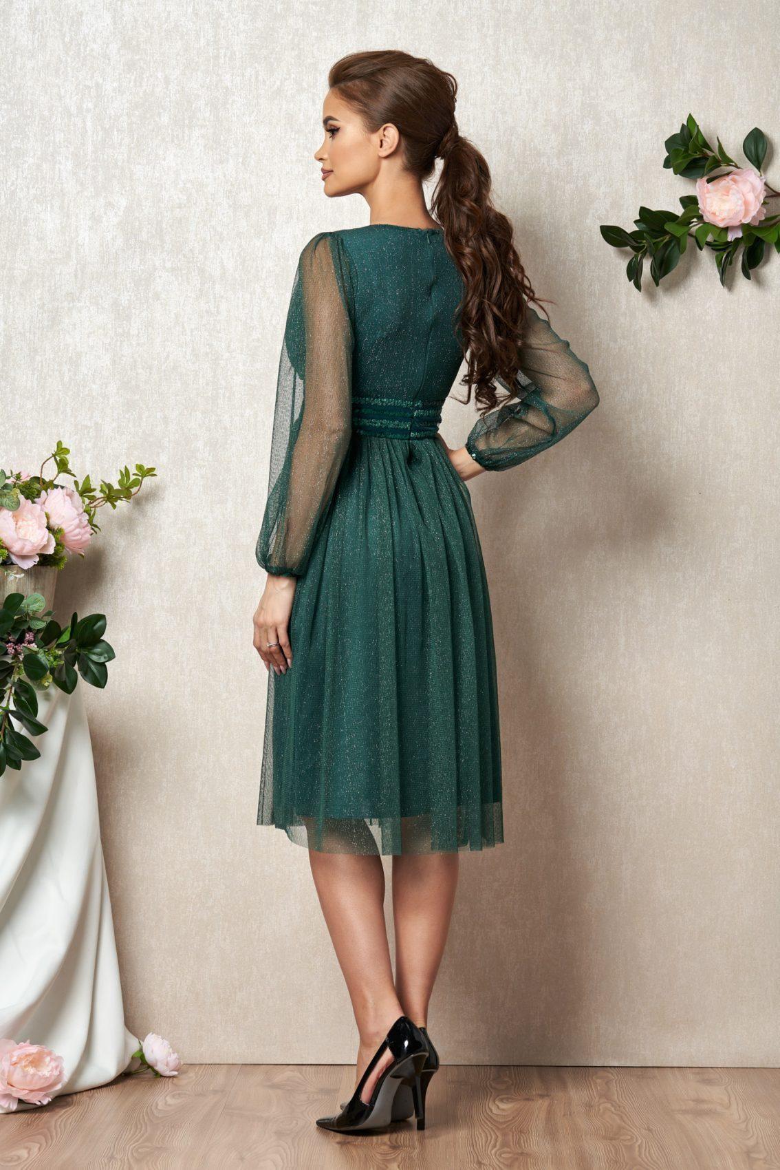 Πράσινο Μίντι Αμπιγιέ Κλος Φόρεμα Bella T1904 2