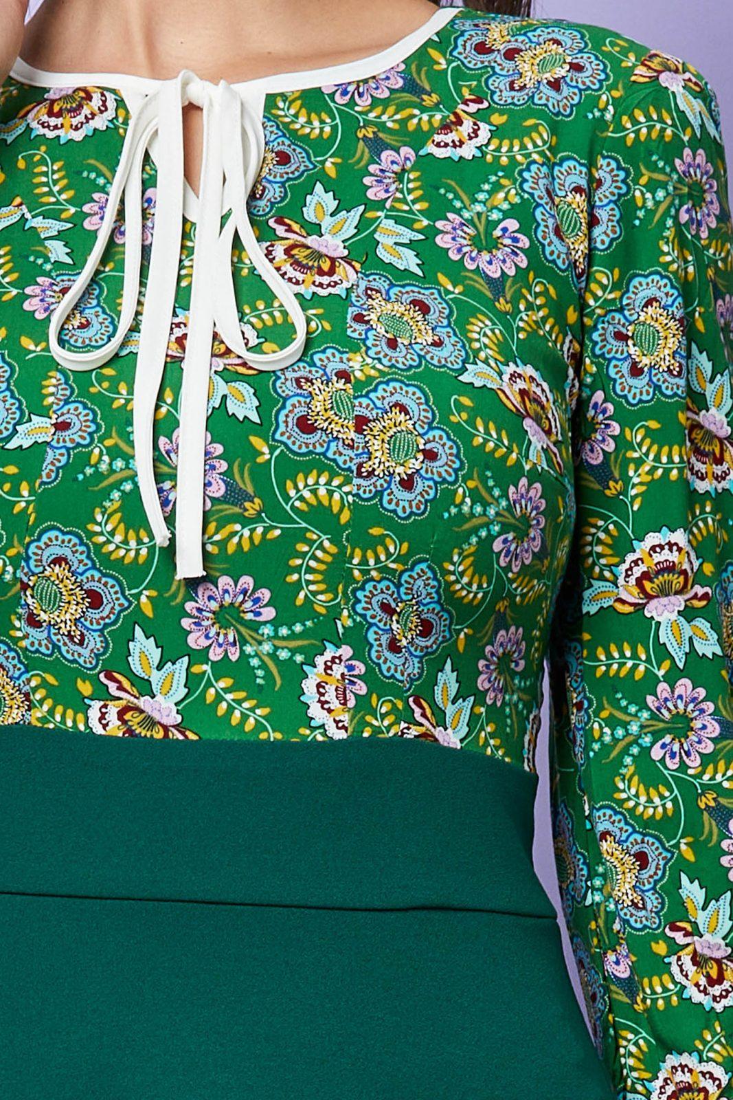 Πράσινο Εμπριμέ Φόρεμα Maxine T2402 4