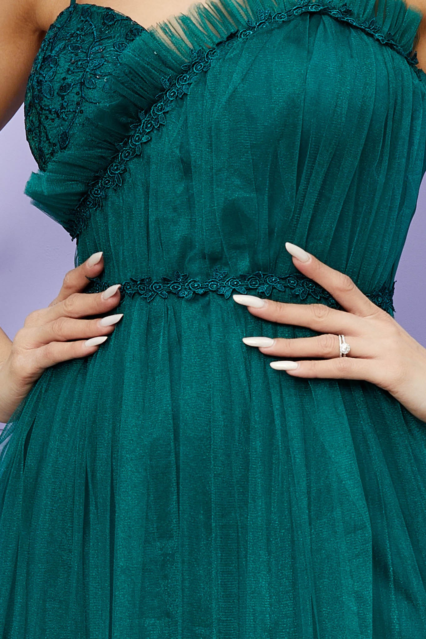 Πράσινο Μάξι Αμπιγιέ Φόρεμα Με Δαντέλα Magnificent T2475 4
