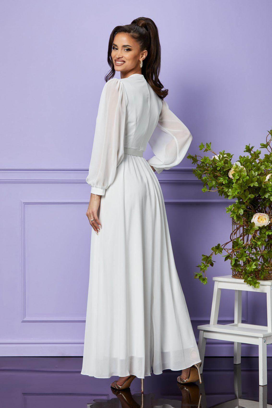 Λευκό Μάξι Αμπιγιέ Φόρεμα Gracielle T2404 2