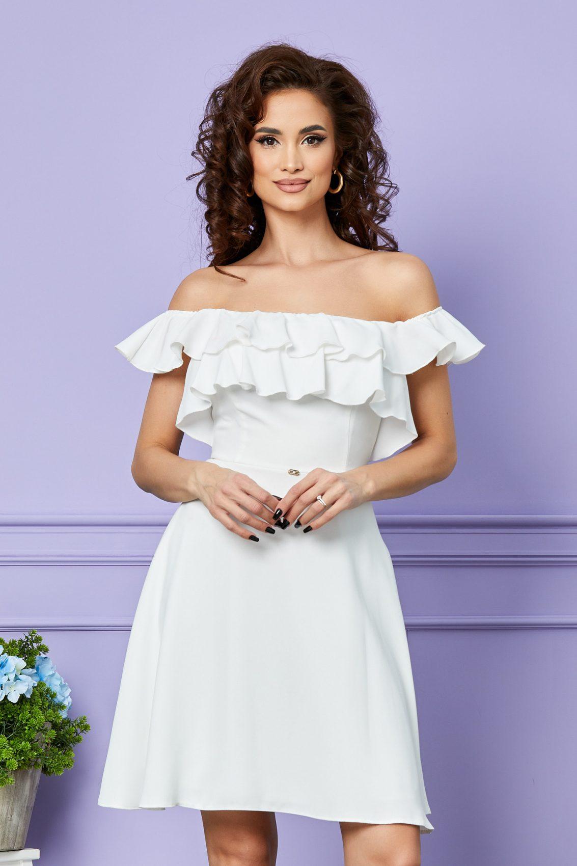 Λευκό Μίνι Φόρεμα Με Βολάν Tamika T2552 3
