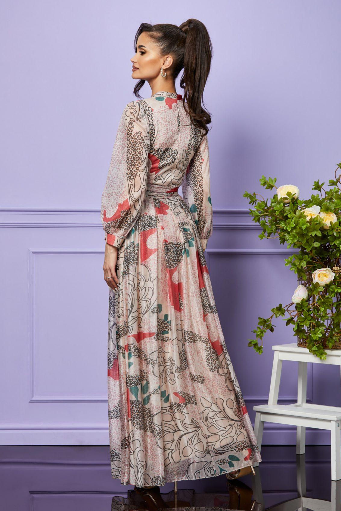 Ροζ Κρουαζέ Μάξι Βραδινό Φόρεμα Rosalyn T2441 2