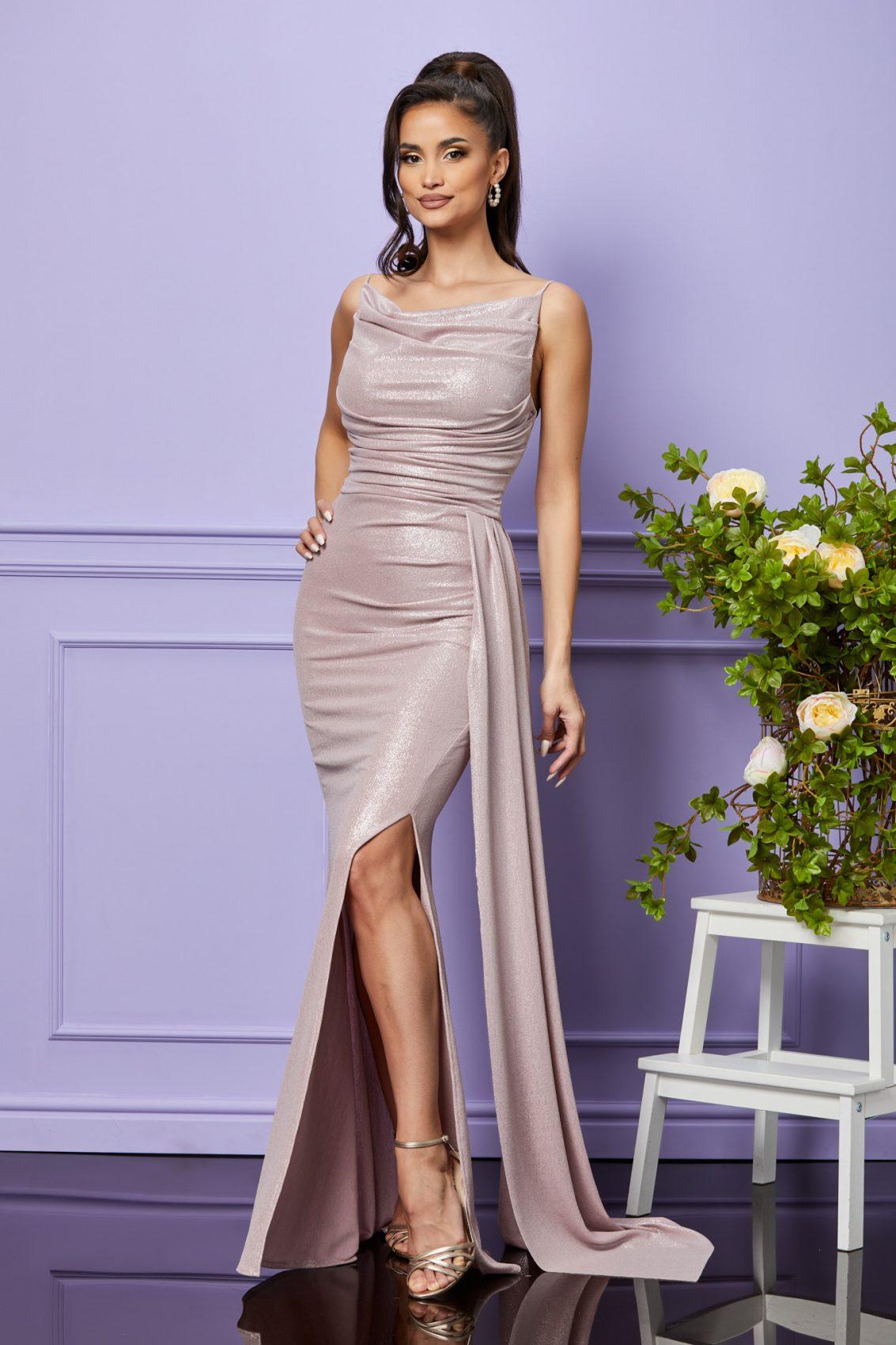 Ροζ Ντραπέ Μάξι Αμπιγιέ Φόρεμα Splendid T2431 1