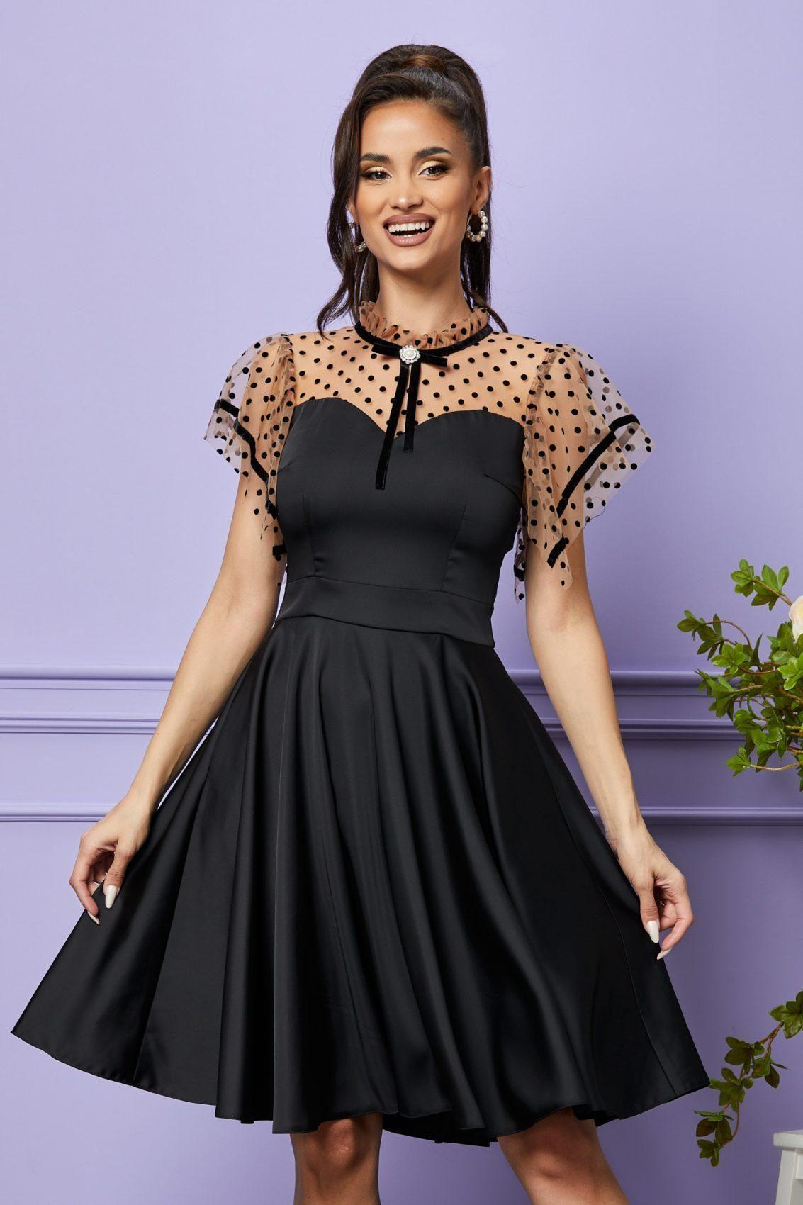 Μαύρο Σατέν Αμπιγιέ Φόρεμα Lilly T2369 3