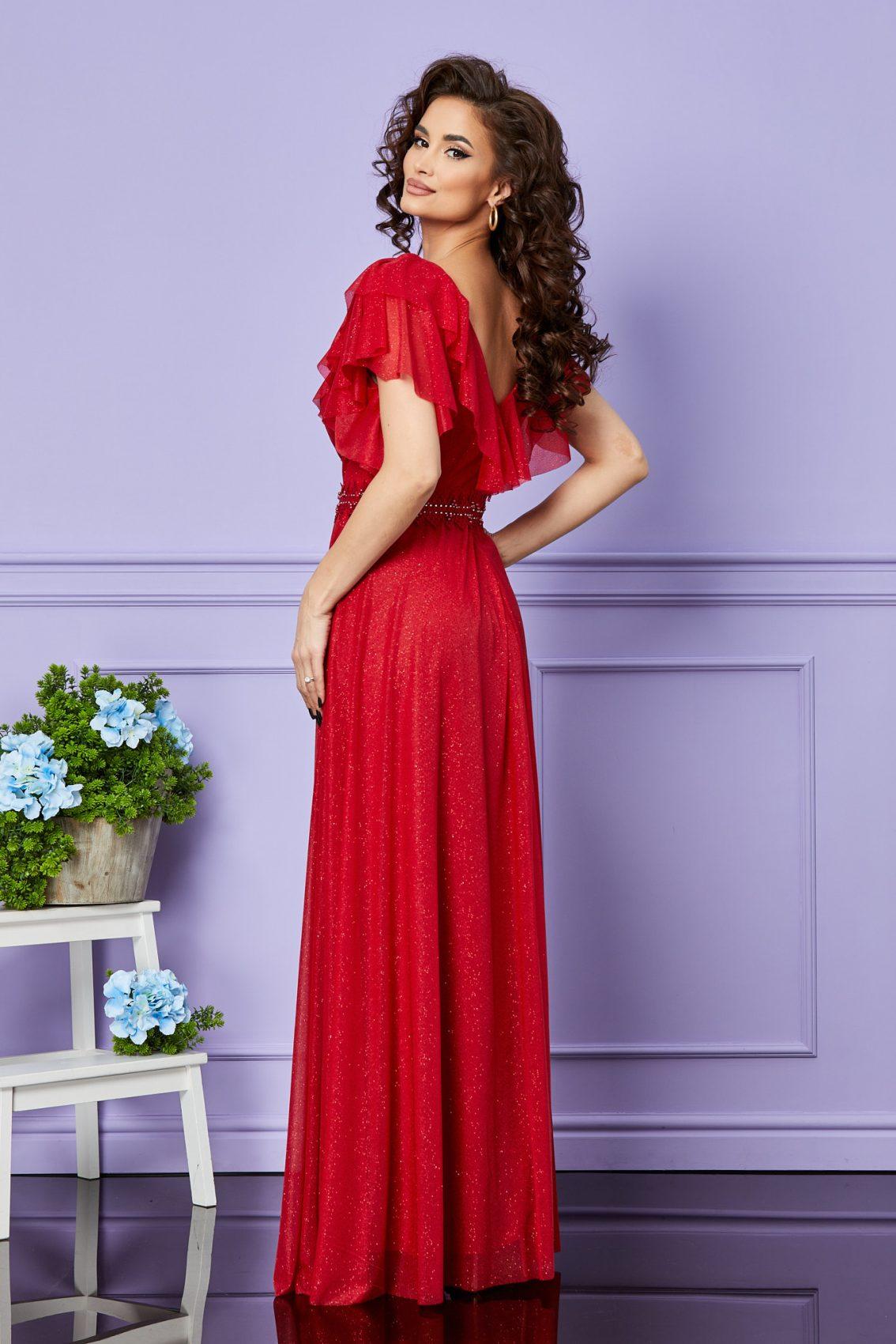 Κόκκινο Μάξι Βραδινό Φόρεμα Cinderella T2570 2