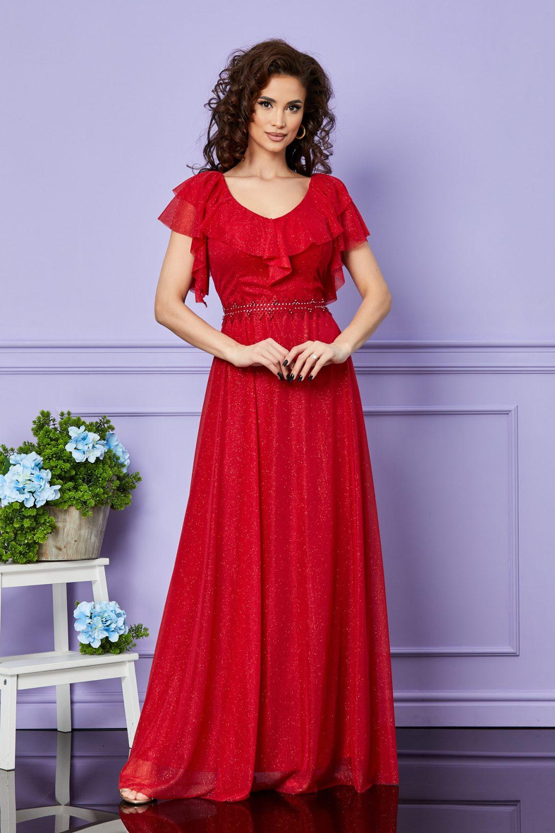 Κόκκινο Μάξι Βραδινό Φόρεμα Cinderella T2570 1
