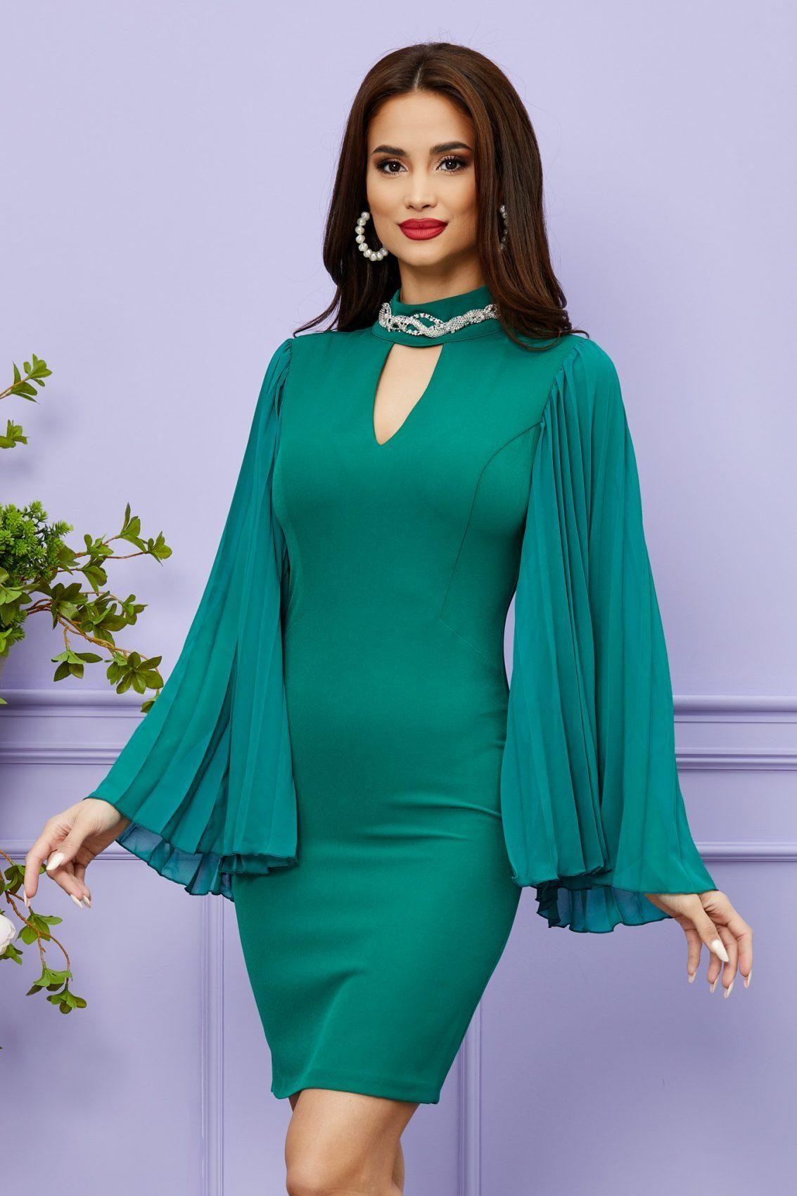 Πράσινο Μίνι Βραδινό Φόρεμα Olivia T1556 3
