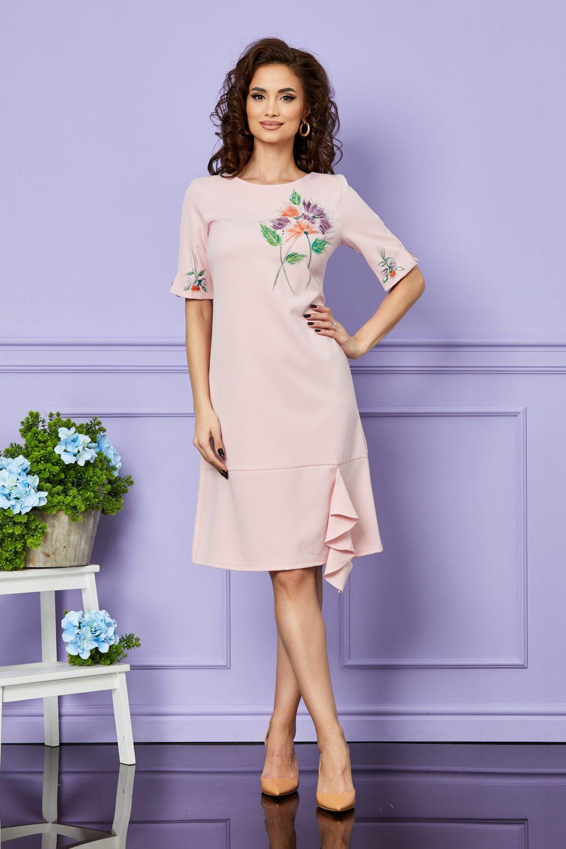 Ροζ Φόρεμα Σε Γραμμή Άλφα Ilanna T2535 1