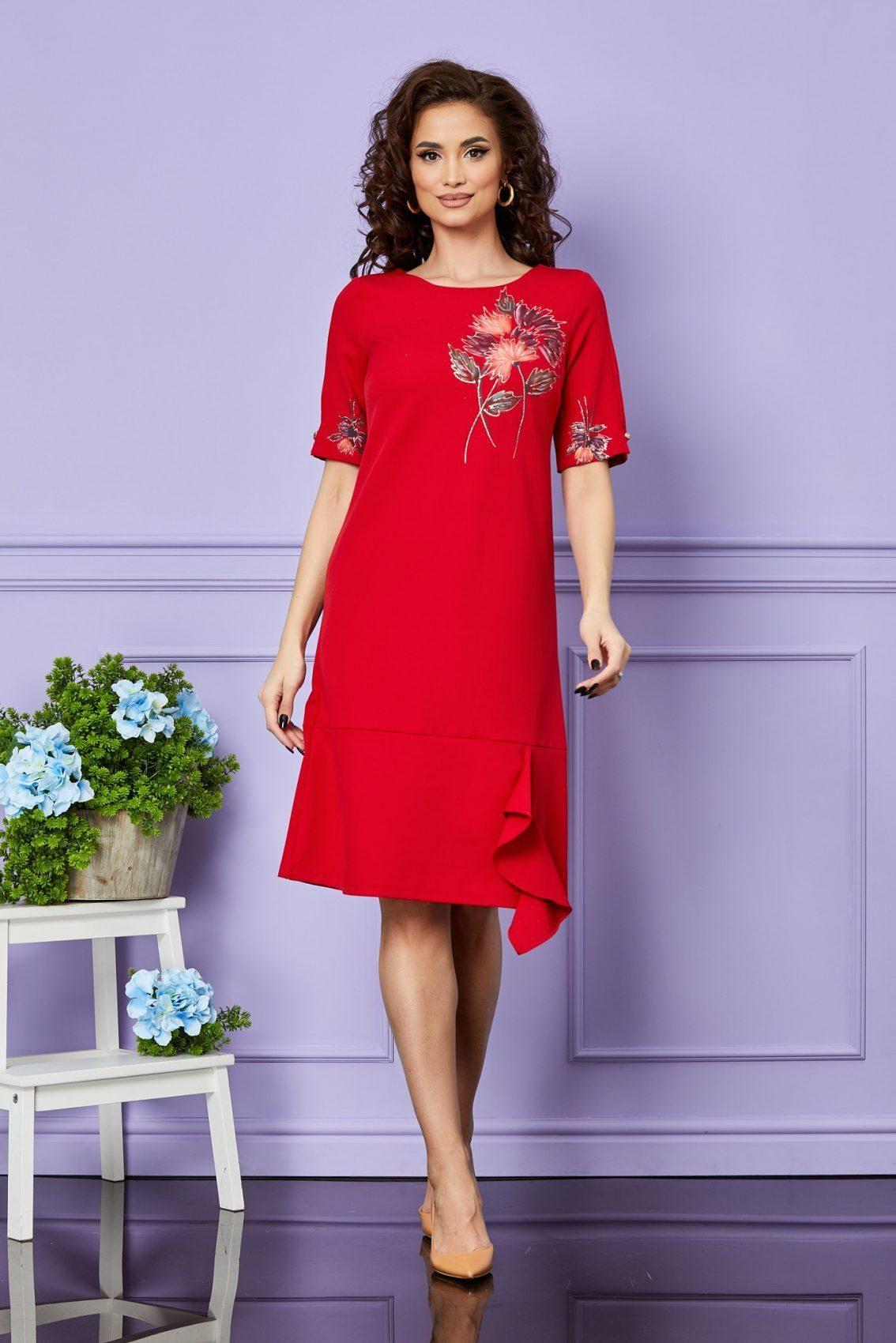 Κόκκινο Φόρεμα Σε Γραμμή Άλφα Ilanna T2534 1
