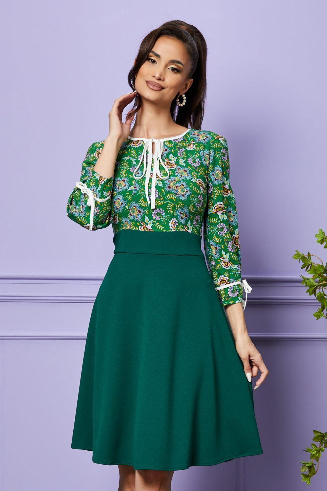 Πράσινο Εμπριμέ Φόρεμα Maxine T2402 3