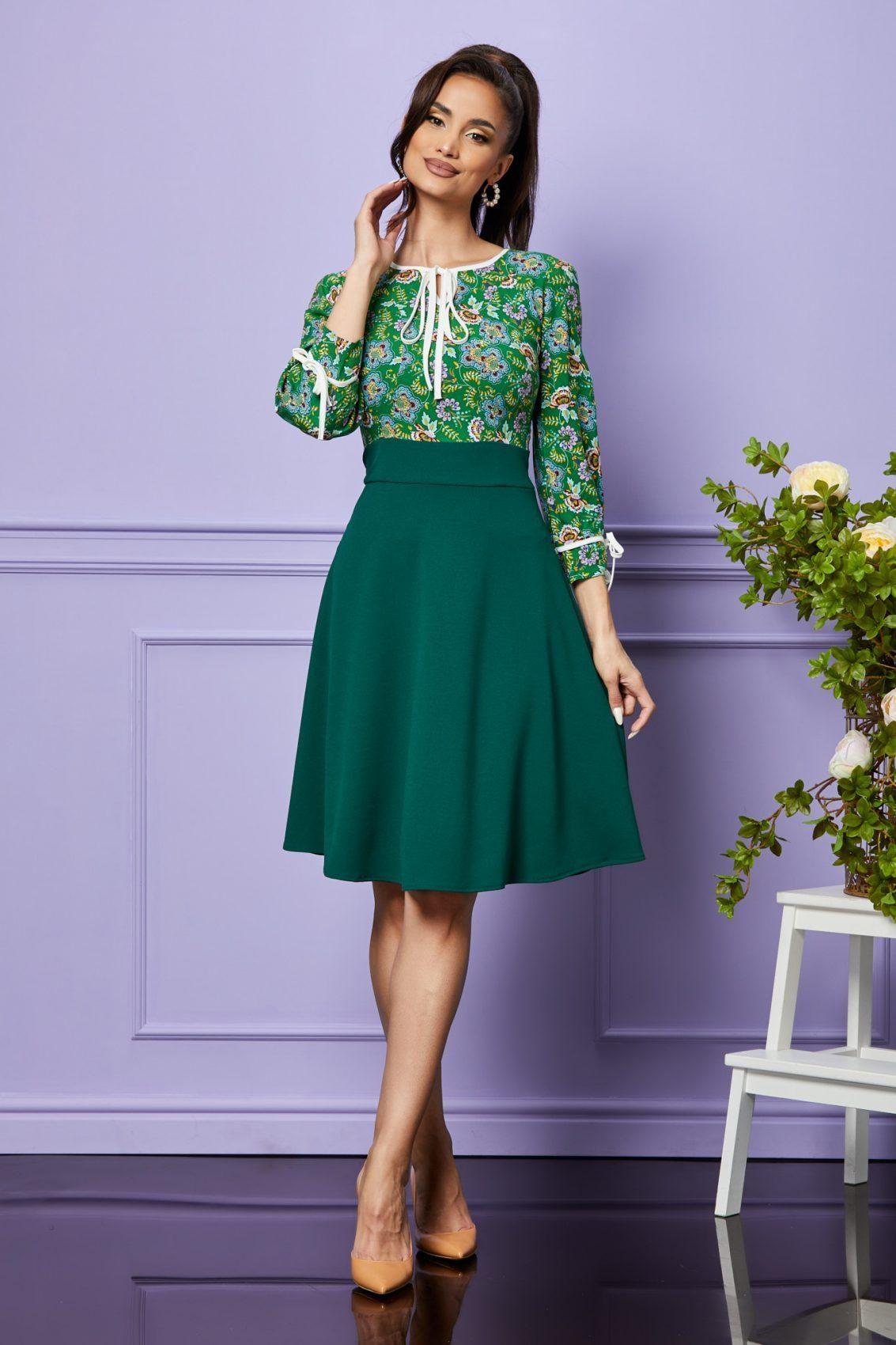 Πράσινο Εμπριμέ Φόρεμα Maxine T2402 1