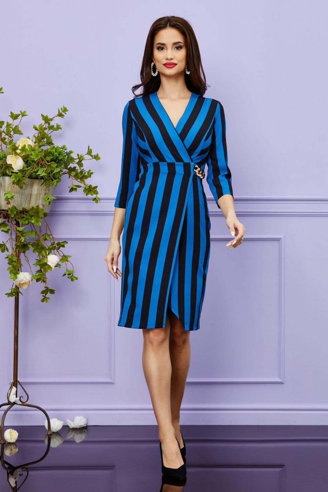 Μπλε Ρουά Κρουαζέ Φόρεμα Με Αλυσίδα Brittany T1635 1