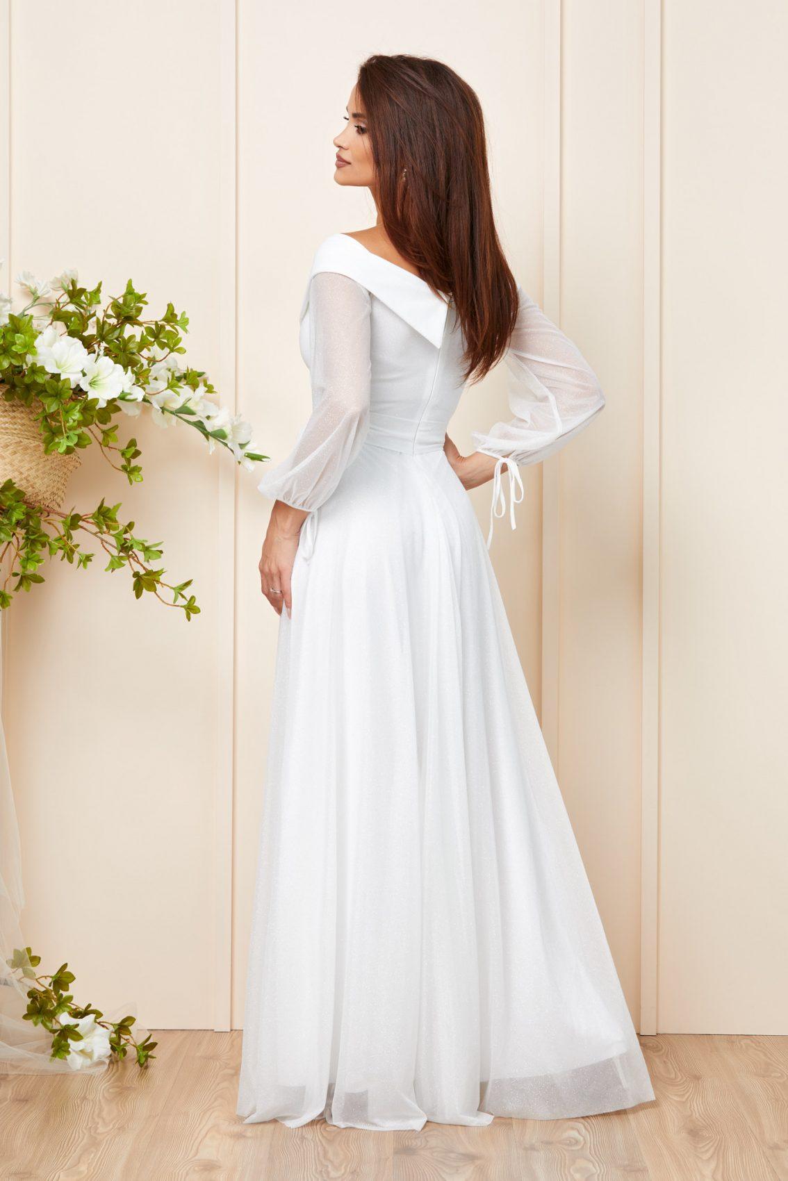 Λευκό Μάξι Νυφικό Φόρεμα Amazing T3159 2