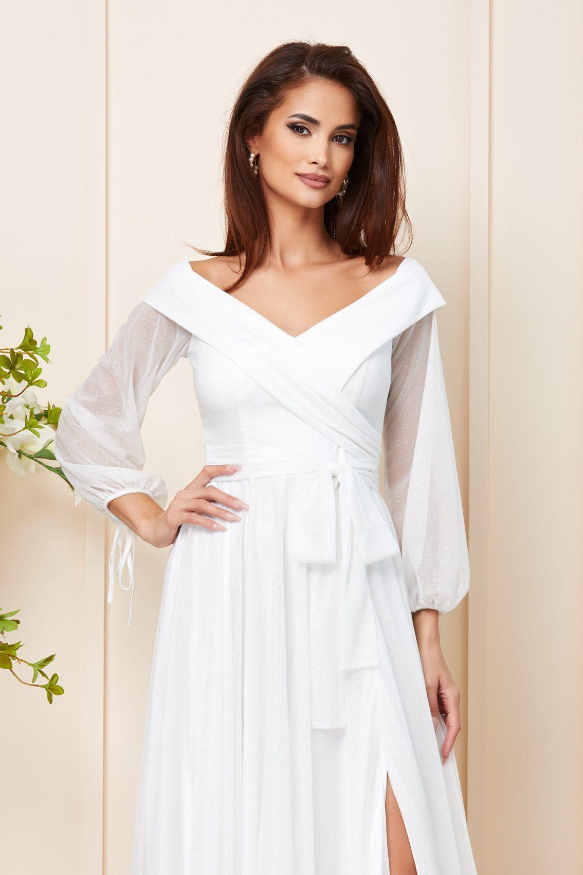 Λευκό Μάξι Νυφικό Φόρεμα Amazing T3159 3