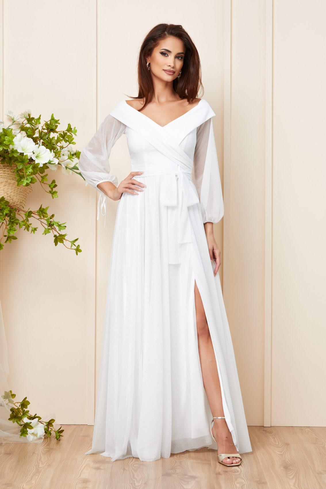 Λευκό Μάξι Νυφικό Φόρεμα Amazing T3159 1