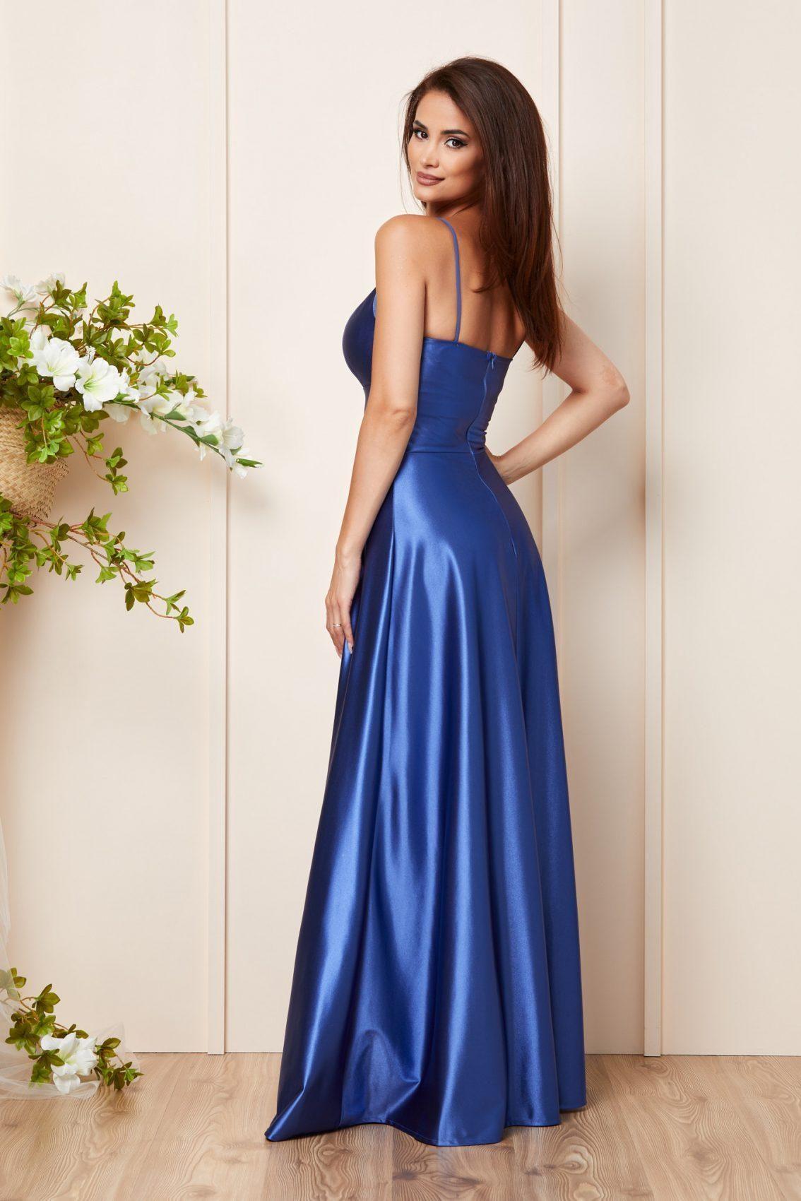 Μπλε Μάξι Αμπιγιέ Φόρεμα Με Τιράντες Esmeralda T3101 2