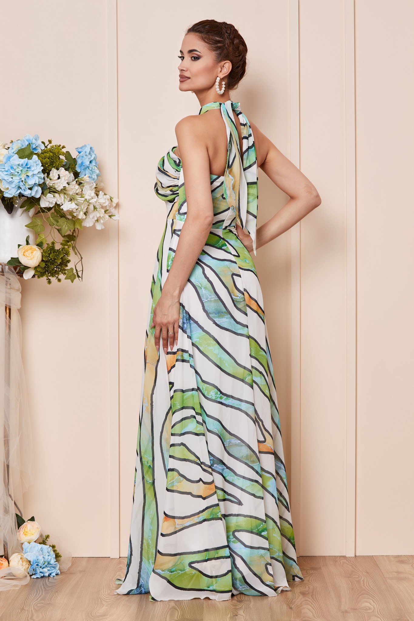 Βεραμάν Μάξι Βραδινό Φόρεμα Από Μουσελίνα Rihanna T2922 2