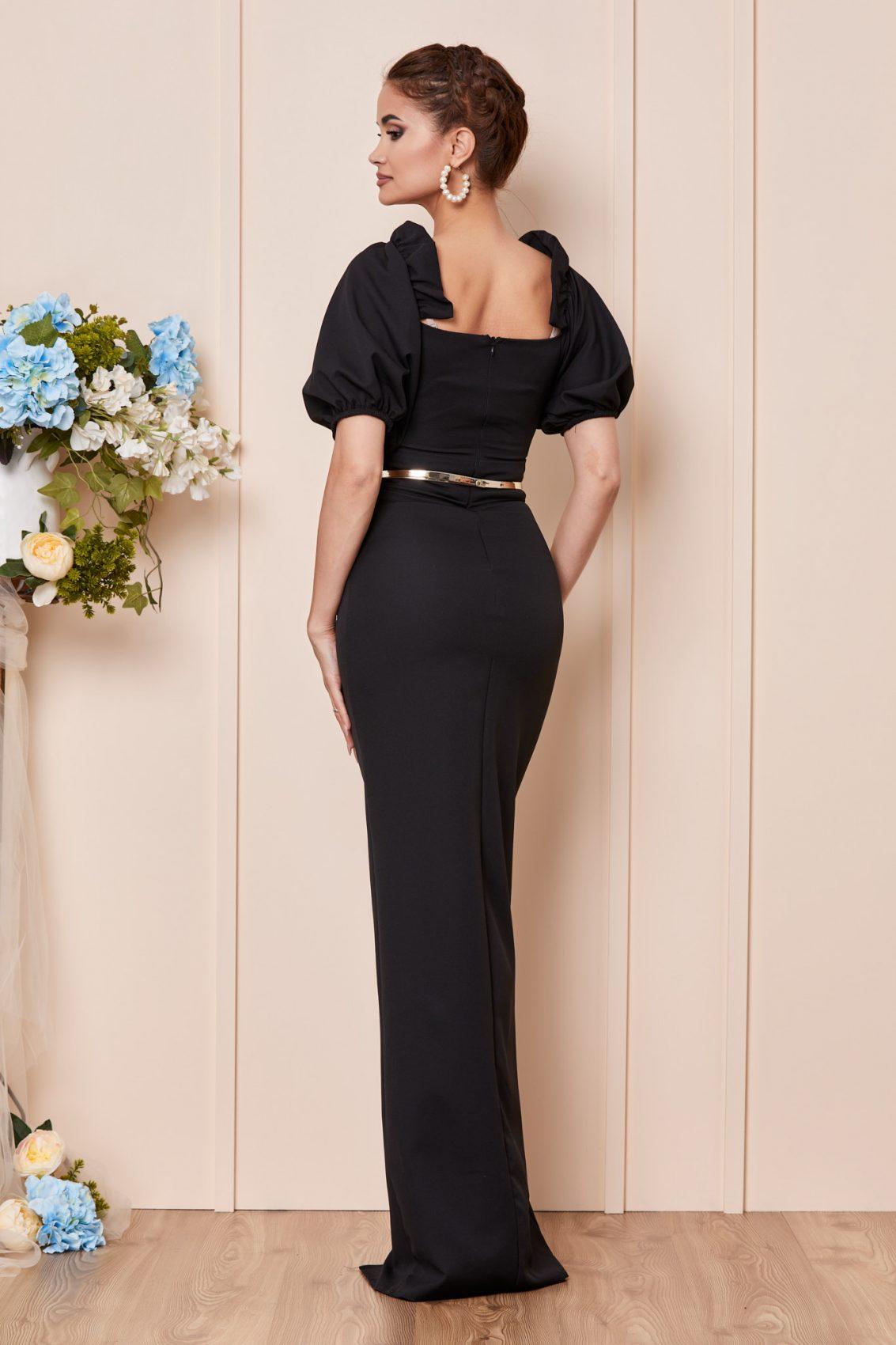 Μαύρο Μάξι Εφαρμοστό Βραδινό Φόρεμα Ekanta T2857 2