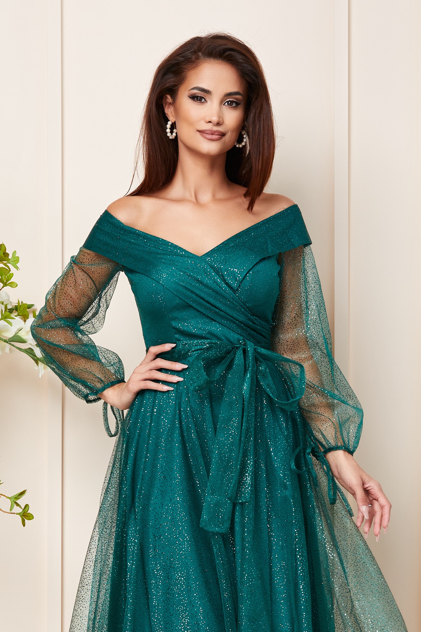 Πράσινο Μίντι Αμπιγιέ Φόρεμα Kathryn T3093 3