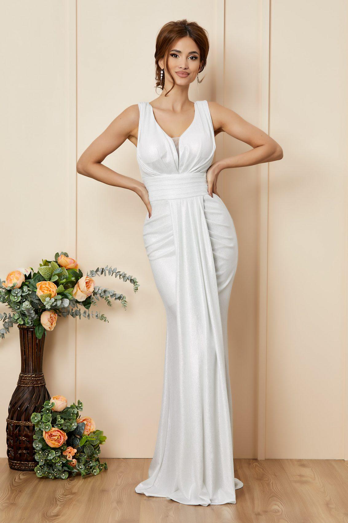 Λευκό Μάξι Γοργονέ Νυφικό Φόρεμα Emotion T2776 1