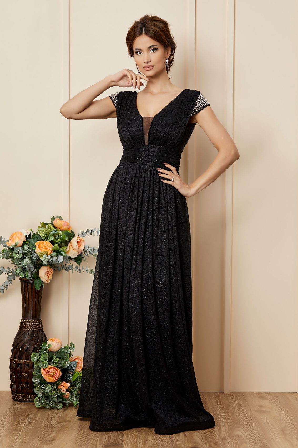 Μαύρο Μάξι Αμπιγιέ Φόρεμα Florence T2765 1