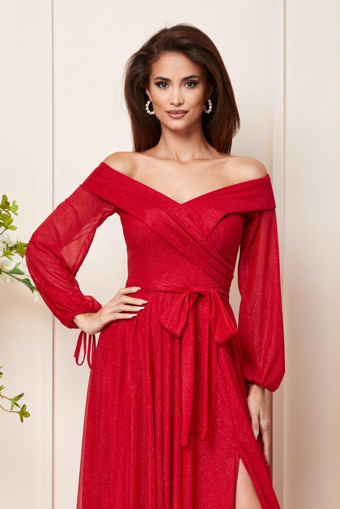 Κόκκινο Μάξι Αμπιγιέ Φόρεμα Amazing T3160 3