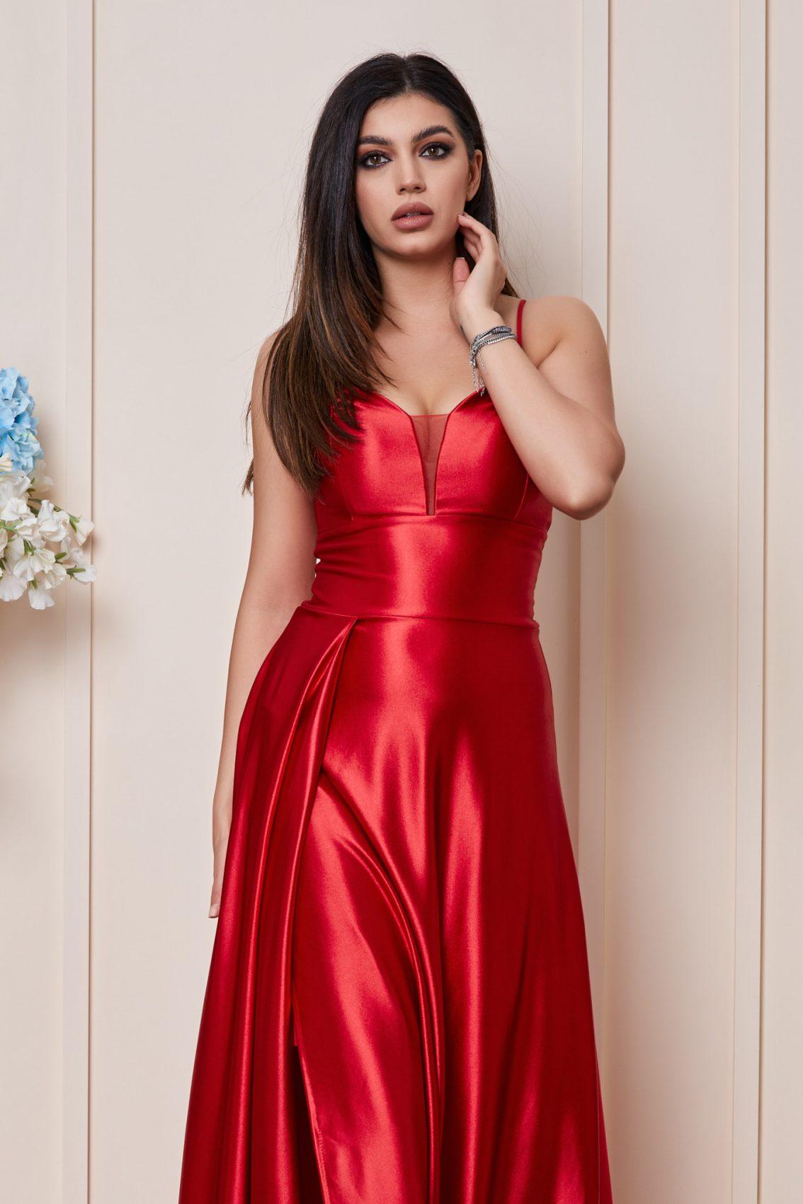 Κόκκινο Μάξι Αμπιγιέ Φόρεμα Με Τιράντες Esmeralda T2997 3
